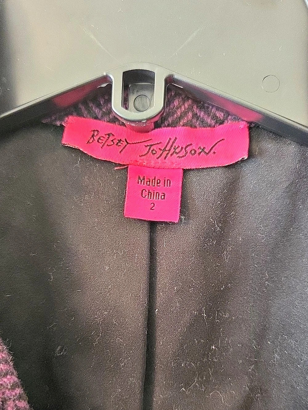 Betsey Johnson Purple Double-Breasted Pea Coat Size 2 Like New - Picture 3 of 4